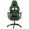 Silla gaming con reposapiés cuero sintético negro verde 3