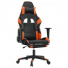 Silla gaming con reposapiés cuero sintético negro naranja 2