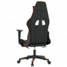 Silla gaming con reposapiés cuero sintético negro naranja 5