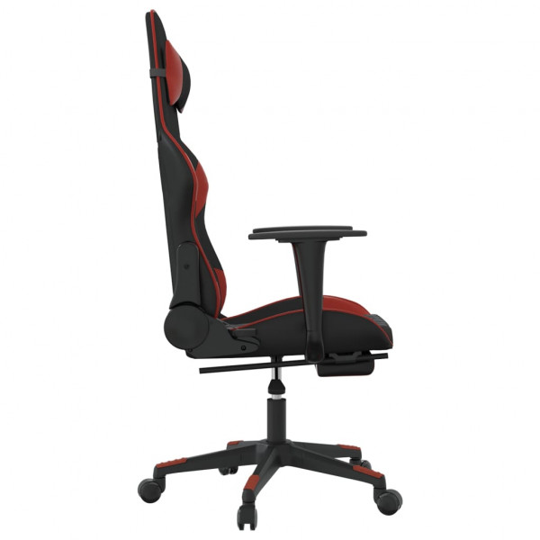 Silla gaming con reposapiés cuero sintético negro rojo tinto M 4