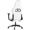 Silla gaming con reposapiés cuero sintético blanco negro 5