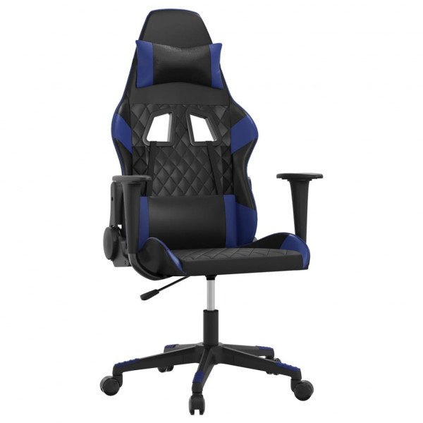 Silla gaming de masaje cuero sintético negro y azul M 2