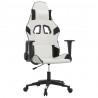 Silla gaming de masaje cuero sintético blanco y negro 2