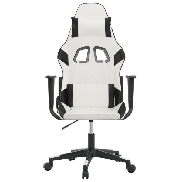 Silla gaming de masaje cuero sintético blanco y negro M 3
