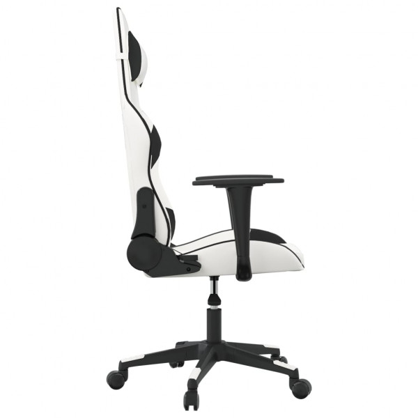 Silla gaming de masaje cuero sintético blanco y negro M 4
