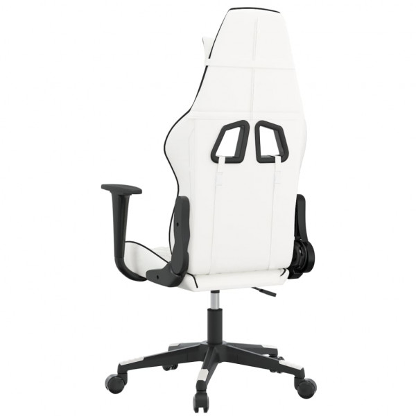 Silla gaming de masaje cuero sintético blanco y negro M 5