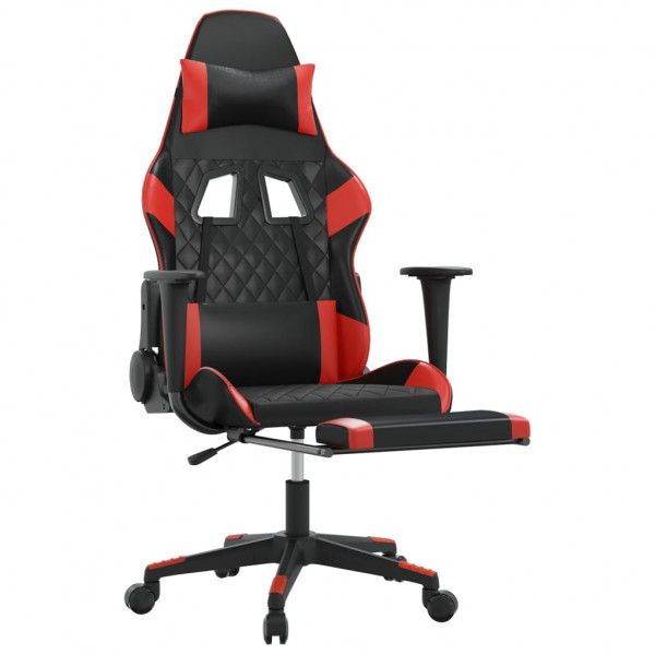 Cadeira gaming massagem + apoio pés couro artif. preto/vermelho M 3