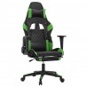 Silla gaming de masaje y reposapiés cuero sintético negro verde 2