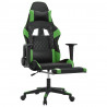 Cadeira gaming massagens c/ apoio pés couro artif. preto/verde 3