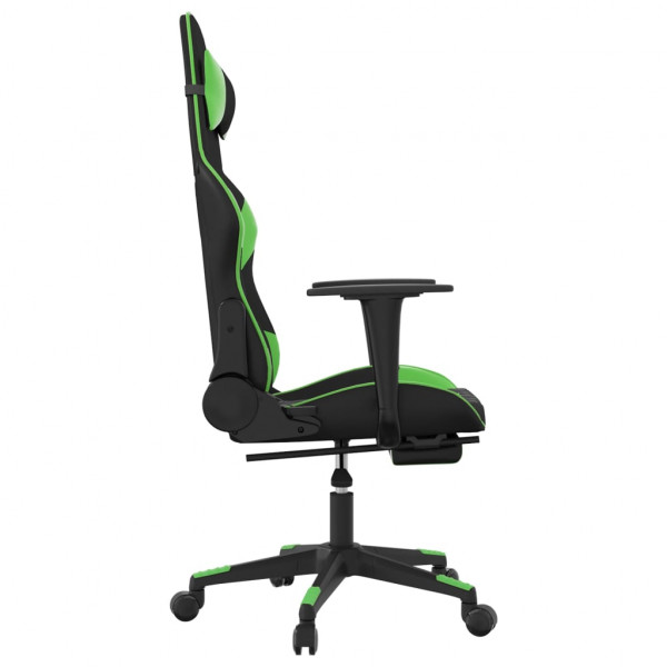 Cadeira gaming massagens c/ apoio pés couro artif. preto/verde M 5