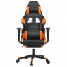 Silla gaming masaje y reposapiés cuero sintético negro naranja 4