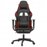 Silla gaming masaje reposapiés cuero sintético negro rojo tinto 4