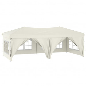 Tenda para festas dobrável com paredes laterais 3x6 m creme H