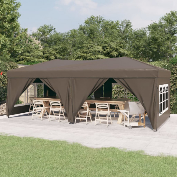 Carpa para fiestas plegable con paredes gris taupé 3x6 m M 3