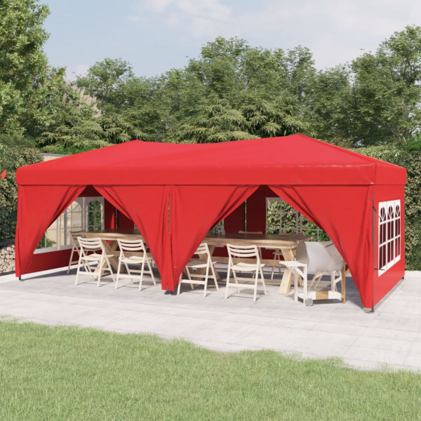 Carpa para fiestas plegable con paredes laterales rojo 3x6 m D