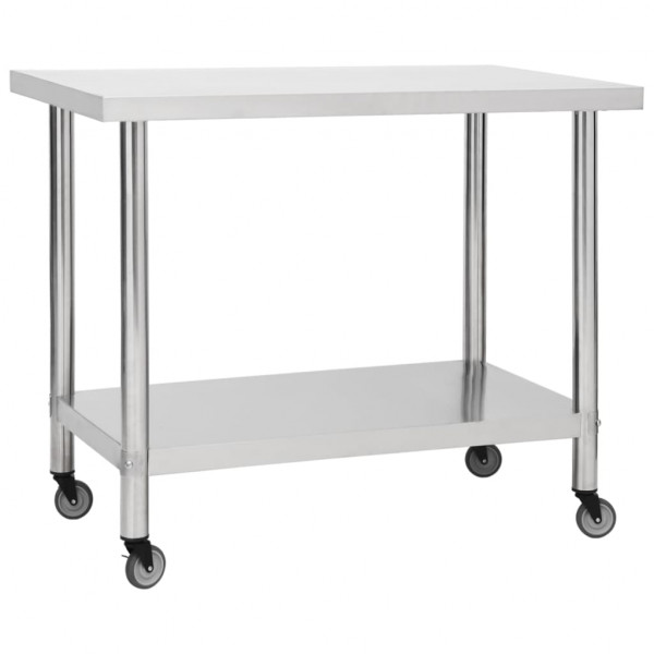Mesa de trabajo para cocina con ruedas acero inox 100x30x85 cm D