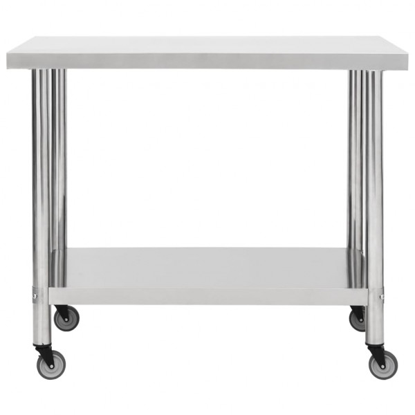 Mesa de trabajo para cocina con ruedas acero inox 100x30x85 cm M 3