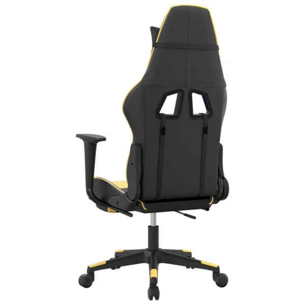 Cadeira gaming c/ apoio pés couro artificial preto e dourado M 5