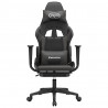 Cadeira gaming c/ apoio pés couro artificial preto e cinza 3