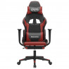 Silla gaming con reposapiés cuero sintético negro rojo tinto 3