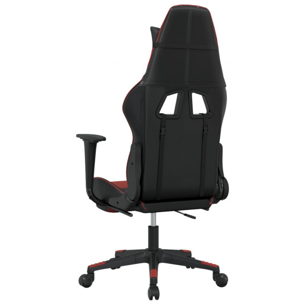 Silla gaming con reposapiés cuero sintético negro rojo tinto M 5