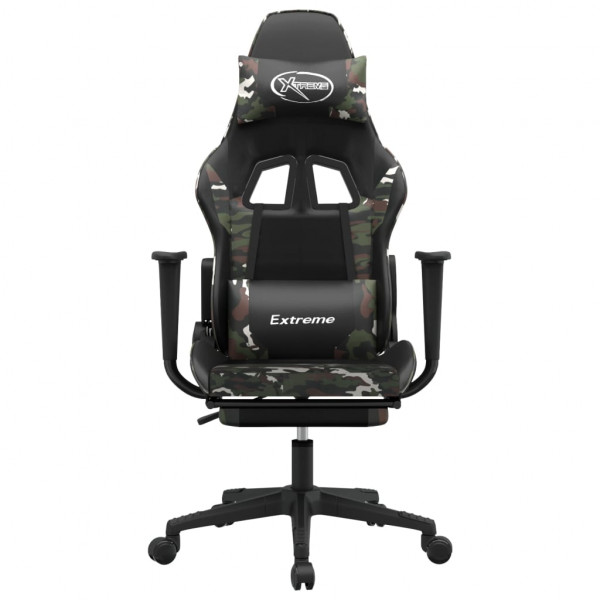 Silla gaming con reposapiés cuero sintético negro camuflaje M 3