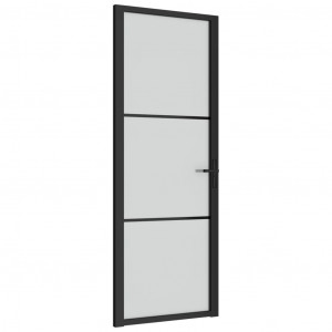 Porta interior 76x201.5 cm vidro e alumínio preto mate H