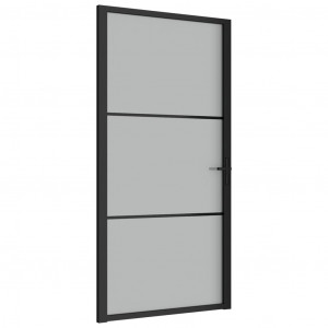 Puerta interior de vidrio y aluminio negro mate 102.5x201.5 cm H