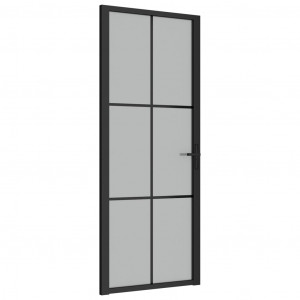 Puerta interior de vidrio y aluminio negro mate 83x201.5 cm H