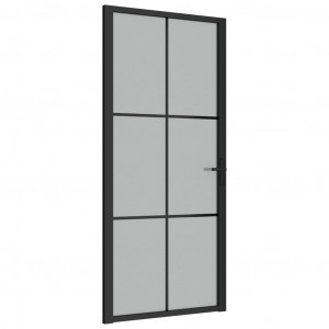 Porta interior 93x201.5 cm vidro fosco e alumínio preto H