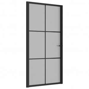 Puerta interior de vidrio y aluminio negro mate 102.5x201.5 cm H