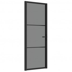 Porta interior 76x201.5 cm vidro ESG e alumínio preto H
