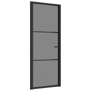 Puerta interior vidrio EGS y aluminio negro 83x201.5 cm H