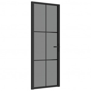 Puerta interior vidrio EGS y aluminio negro 76x201.5 cm H