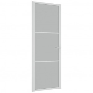 Puerta interior de vidrio y aluminio blanco mate 76x201.5 cm H