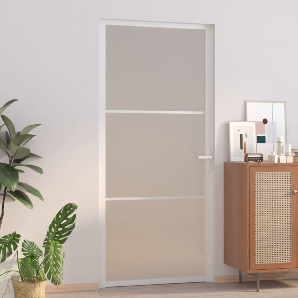 Puerta interior de vidrio y aluminio blanco mate 93x201.5 cm D