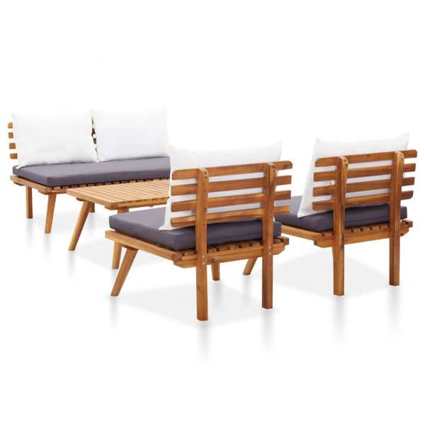 Set de muebles de jardín 4 piezas con cojines madera de acacia M 5