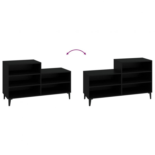 Mueble zapatero madera contrachapada negro 102x36x60 cm M 5