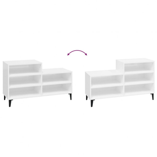 Mueble zapatero madera contrachapada blanco brillo 102x36x60 cm M 5