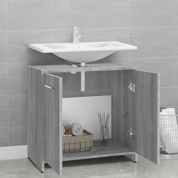 Armario de baño madera contrachapada gris Sonoma 60x33x60 cm M 3