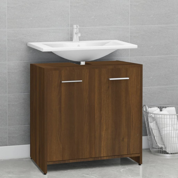 Armario de baño madera contrachapada marrón roble 60x33x60 cm D