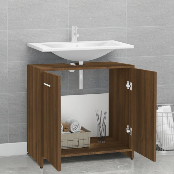 Armario de baño madera contrachapada marrón roble 60x33x60 cm M 3