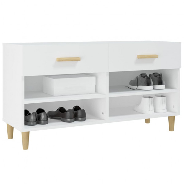 Mueble zapatero de madera contrachapada blanco 102x35x55 cm M 4