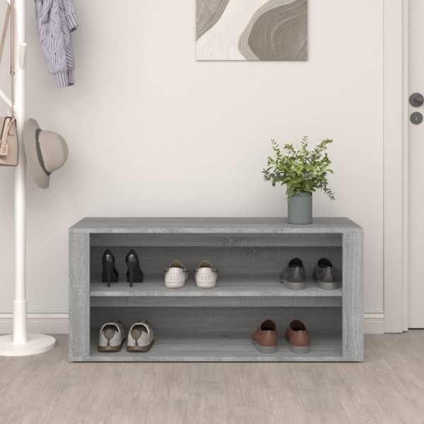 Mueble zapatero madera contrachapada gris Sonoma 100x35x45 cm M 3