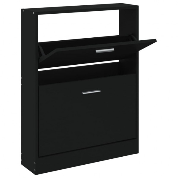 Mueble zapatero madera contrachapada negro 59x17x81 cm M 2