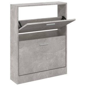 Mueble zapatero madera contrachapada gris hormigón 59x17x81 cm H