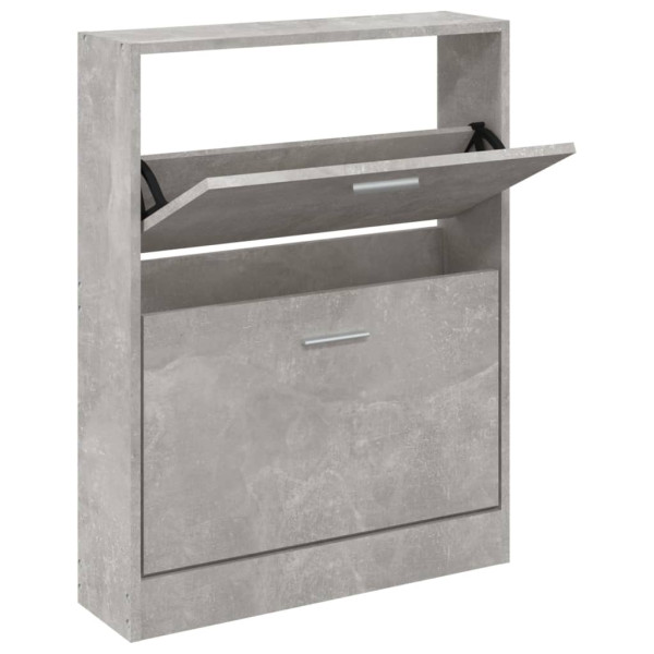 Mueble zapatero madera contrachapada gris hormigón 59x17x81 cm M 2
