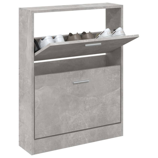 Mueble zapatero madera contrachapada gris hormigón 59x17x81 cm M 3