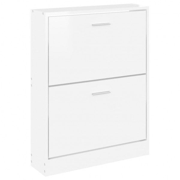 Mueble zapatero madera contrachapada blanco brillo 59x17x81 cm M 4