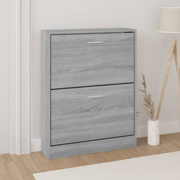 Mueble zapatero madera contrachapada gris Sonoma 59x17x81 cm D